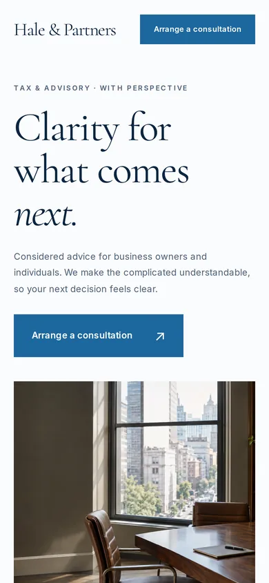 The same concept site on a phone.