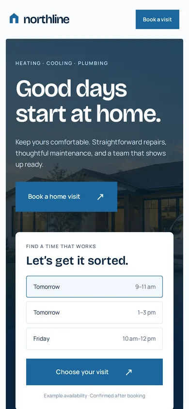 The same concept site on a phone.