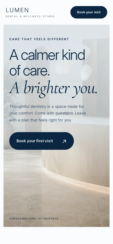 The same concept site on a phone.